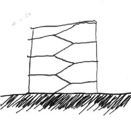 Hand drawn diagram showing how the design initially drew inspiration from an oil rig structure